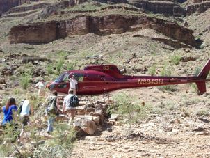 Helicopter landing at the Grand Canyon Grand Canyon West Rim Air Adventure