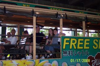 Trip to the local store on a trolley Roundtrip Honolulu Airport Transfer
