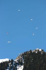 Paragliders over the mountains Chamonix and Mont Blanc