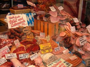 Meat Shop in the Viktualienmarkt Bavarian Beer and Food Evening Tour in Munich