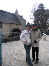 Grandpa & grandson - Daniel A. Cortez in Bayeux, France Normandy Battlefields Tour - American World War II Beaches