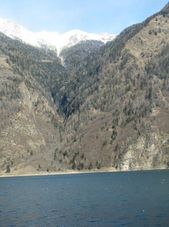 Bernina Expres photo - lake on the way up the Swiss Alps Bernina Express Rail Tour to the Swiss Alps from Milan