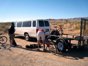 Bikes off the cart The Earthquake Canyon Bike Express
