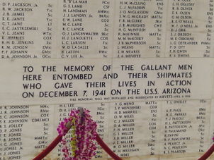 In memory of our brave men who lost their lives Arizona Memorial, Pearl Harbor and Punchbowl