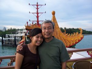 My sister and my dad Imperial Cheng Ho Singapore Harbour Dinner Cruise