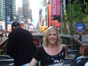 On top of the bus at Times Square New York City Hop On Hop Off Tour