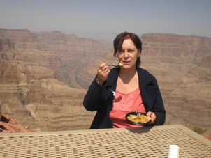 Enjoying luch amidst the best secenery in the world Grand Canyon West Rim Air Adventure