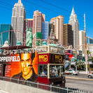 The Las Vegas Big Bus driving past the New York New York Casino.