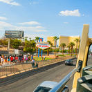 The famous Las Vegas Sign as seen from the top of the Las Vegas Big Bus Hop-On Hop-Off tour.